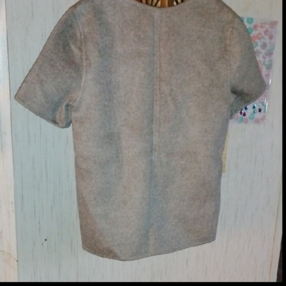 J. Crew Double Faced Cashmere Light Gray Short Sleeve Sweater - Picture 5 of 6